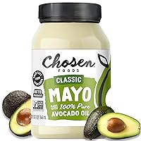 Chosen Foods 100% Avocado Oil-Based Classic Mayonnaise, Gluten & Dairy Free, Low-Carb, Keto & Paleo Diet Friendly, Mayo for Sandwiches, Dressings and Sauces, Made with Cage Free Eggs (32 Fl Oz)