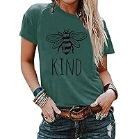 Women Short Sleeve Be Kind Tees Shirt Funny Inspirational Teacher Summer Fall Bee Kind Graphic Tees Tops