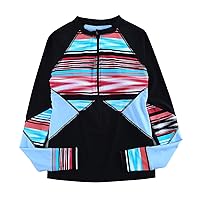 Triangl Swimwear Girls Bikini Set Surfing Top Long Sleeve Zipper with Chest Pad Sport Contrasting Color Conser