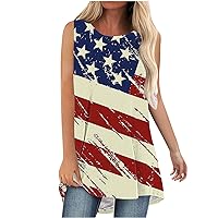 Lightening Deals American Flag Sleeveless Shirt for Women 4th of July Patriotic Tank Tops USA Star Stripes Summer Tunic Top for Leggings