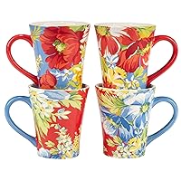 Certified International Blossom 16 oz. Mugs,Set of 4, Multicolor