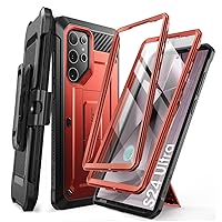 SUPCASE UB Pro Case for Samsung Galaxy S24 Ultra, [2 Front Frame] [Military-Grade Protection] Heavy Duty Rugged Case with Built-in Screen Protector & Kickstand & Belt-Clip (Ruddy)