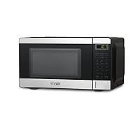 COMMERCIAL CHEF 0.7 Cubic Foot Microwave with 10 Power Levels, Small Microwave with Push Button, 700W Countertop Microwave up to 99 Minute Timer and Digital Display, Stainless Steel