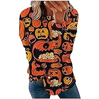 Sudaderas estampado calabaza Halloween mujer jersey de manga larga cuello redondo ropa sudadera otoño invierno