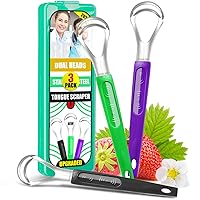 Tongue Scraper for Kids, Metal Tongue Scraper with Travel Case, Durable Stainless Steel Tongue Scraper Cleaner for Adults - Pack of 3