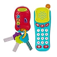 Battat – Sensory Toys – Pretend Phone & Keychain – Toddler Light-Up Phone – Toy Car Keys & Phone – 18 Months + – Light & Sound Phone + Light & Sound Keys