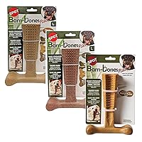 SPOT by Ethical Products - 7 Inch Bambone Plus Easy Grip Peanut Butter, Beef & Chicken Bundle – Holiday Shopping for Dog Products - Anti Anxiety Dog Bone Gifts for Aggressive Chewers - Large (3 Pack)