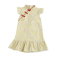 Kids Toddler Infant Newborn Baby Girls Ruffled Sleeve Floral Cheongsam Princess Dress Outfits Toddler Holiday Dresses 4t