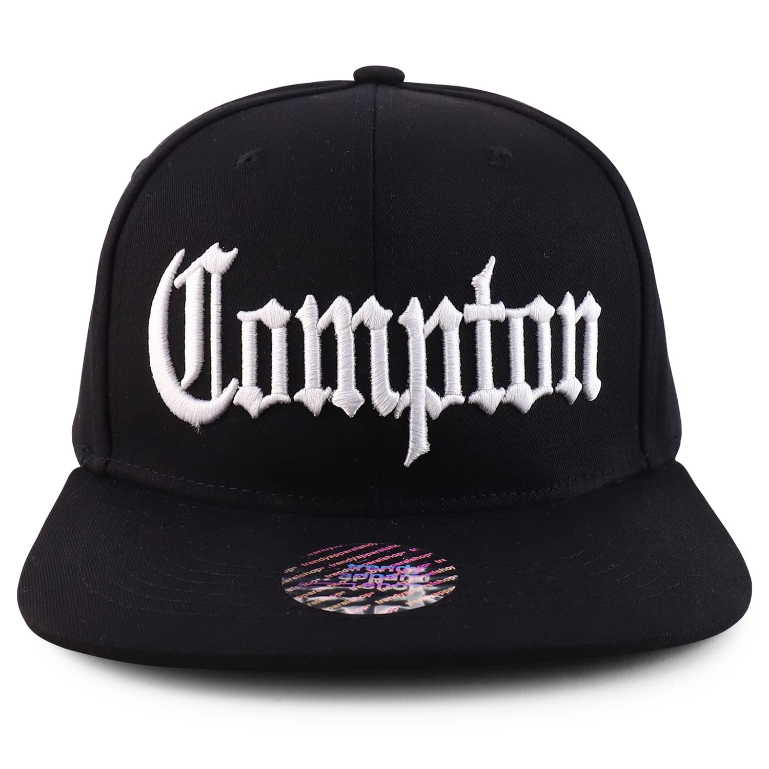 Trendy Apparel Shop Oversize XXL Old English Compton Embroidered Flatbill Snapback Baseball Cap