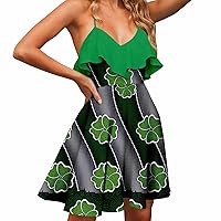 African Print Dresses for Women Mini Backless Strap Ruffle Dress Sexy Party Dress