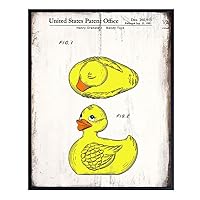 Rubber Ducky Patent Print - 8x10 Vintage Bathroom Wall Art Photo -Retro Farmhouse Cottage Home Decor for Boys, Girls, Kids, Baby Room, Nursery, Bath - Rustic Shabby Chic Gift for Mom - Unframed Poster