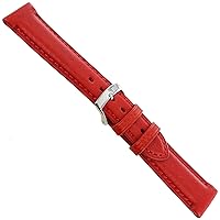 20mm Milano Red Genuine Leather Heavy Padded & Stitched Men Watch Band 3845