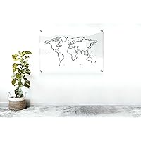 Genericc Graphic World Map Silhouette Glass Wall Art with Holders Home Travel Agency Décor Traveler Gift