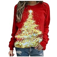 Christmas Tshirts for Women Snowflake/Reindeer/Christmas Tree Plaid O-Neck Tops Activewear Undershirt for Women