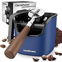 Ourokhome Stainless Steel Espresso Knock Box, Professional Barista Gift Coffee Grounds Container Waste Bin with Removable Knock Bar and Lid, Espresso Accessories, Dishwasher Safe (Deep Blue)