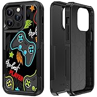 Case for iPhone 14 Pro Max, Gaming Controller Best Player Pattern Shock-Absorption Hard PC and Inner Silicone Hybrid Dual Layer Armor Defender Case for Apple iPhone 14 Pro Max