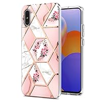 XYX Case Compatible with Xiaomi Redmi 9A, Marble Flower Series IMD Soft TPU Cover Case for Xiaomi Redmi 9A, Pink Flower