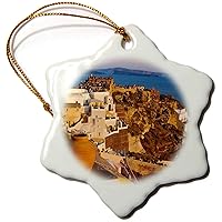 3dRose Old Fortress and Houses on Aegean Sea. Oia, Santorini Island,... - Ornaments (orn-330120-1)