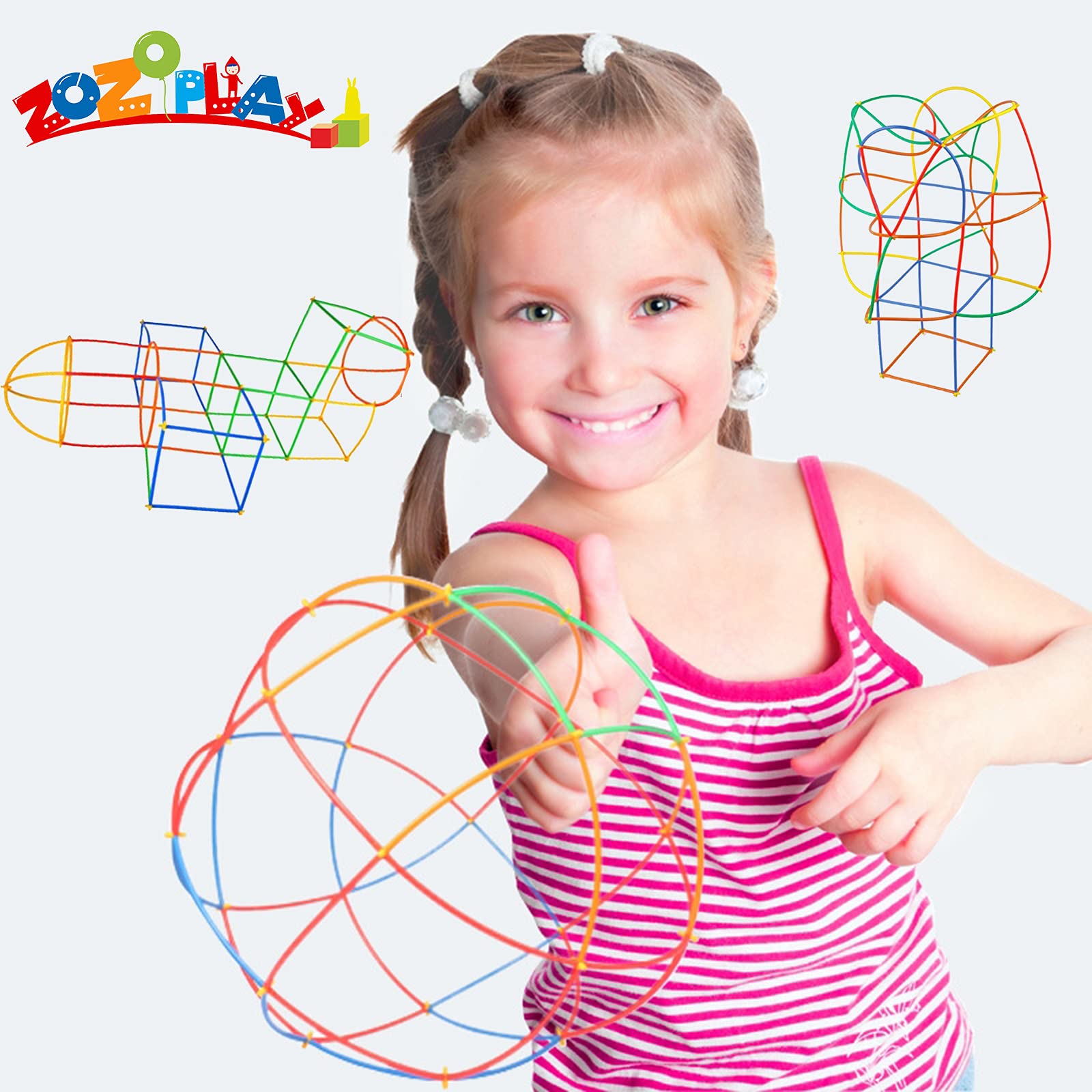 ZOZOPLAY Straw Constructor STEM Building Toys 400 Piece Straws and Connectors Building Sets Colorful Motor Skills Interlocking Plastic Engineering Toys Best Educational Toys Boy & Girl…