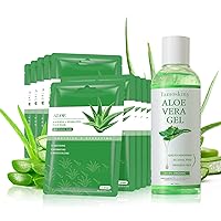 Organic Aloe Vera Gel + Moisturizing Aloe Vera Soothing Mask Hydrating, Aloe Gel and Mask for Sensitive Skin, Great for Skin Care, After Sun Care, Acne
