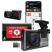 Cobra Smart Dash Cam + Rear Cam (SC 400D) – UHD 4K Resolution, Alexa Built-In, 3-Camera Capable, Live Police Alerts, Emergency Mayday, Drive Smarter App, 3