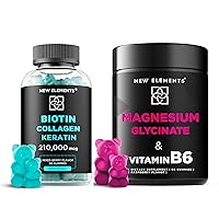 Biotin Gummies with Keratin & Collagen Peptides & Magnesium Glycinate w500mg with Vitamin B6 | Non-GMO | Gluten-Free