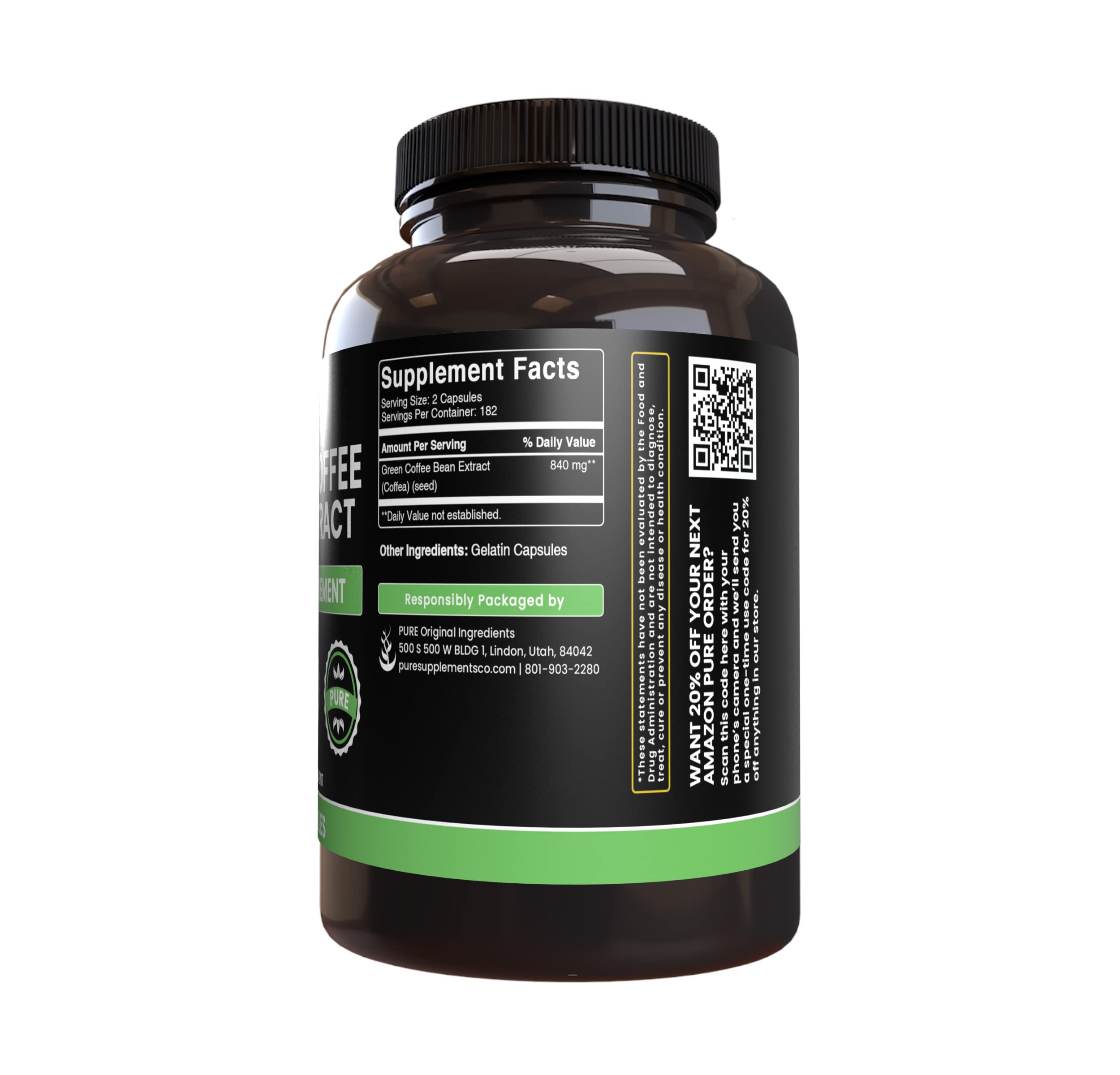 PURE ORIGINAL INGREDIENTS Raspberry Ketone and Green Coffee Bean Extract Bundle, Various Sizes, No Fillers, Lab Verified