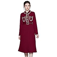 Women's Red Casual Shirts Collared Neck A line Midi Dress