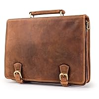 Hulk Full Flap Business Twin Compartment Briefcase, Tan, One Size