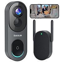 Video Doorbell Camera Wireless, No Monthly Fee,5MP Battery Doorbell Camera,Head-to-Toe,180° View,AI&PIR Detection,HDR,Night Vision,2-Way Talk,2.4&5GHz WiFi,Easy to Install