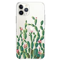 Case Compatible with iPhone 14 13 Pro Max 12 Mini 11 Xs X 8 Plus Xr 7 SE 6s 5 Cactus Soft Flowers Green Theme Nature Pink Phone Clear Floral Print Design Flexible Silicone Slim Cute Cute