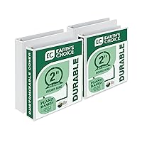 Samsill Earth’s Choice Biobased Durable 3 Ring View Binder, 2 Inch Round Ring, Up to 25% Plant Based Plastic, USDA Certified Biobased, Eco-Friendly, Customizable Cover, White, 4 Pack
