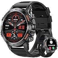 Military Smart Watch for Men,400mAh Long Battery Rugged Smartwatch with Bluetooth Call,Fitness Tracker with Heart Rate/BP/SpO2 Monitor 100+ Sports,Tactical Smartwatch Compatible with Android iOS