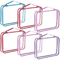 Sanwuta 6 Packs Toy Storage Bags, PVC Organizing Bags with Zipper, Waterproof Toy Bags for Board Games, Building Blocks, Puzzles, Small Toys and Kids Books (Cute Colors, Large)
