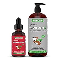 Kidney Cleanse Drops Plus Liquid Glucosamine Superhero Drops - for Dog’s Kidney Health, Mobility, Joint Care & Immune Support – Kidney Cleanse 2 Ounces - Liquid Glucosamine 16 Ounces