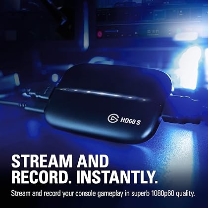 Elgato HD60 S, External Capture Card, Stream and Record in 1080p60 with ultra-low latency on PS5, PS4/Pro, Xbox Series X/S, Xbox One X/S, in OBS, Twitch, YouTube, works with PC/Mac