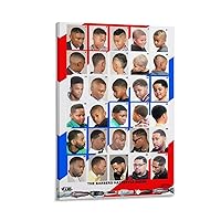Hair Salon Poster African American Black Man Beard And Hair Style Barber Beauty Art Poster Canvas Painting Posters And Prints Wall Art Pictures for Living Room Bedroom Decor 12x18inch(30x45cm) Frame-