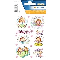 HERMA 15740 Glitter Stickers for Children, Princess Curly (11 Stickers, Foil, Glitter) Self-Adhesive, Permanent Adhesive Motif Labels for Girls and Boys, Colourful