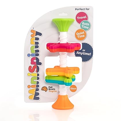 Fat Brain Toys MiniSpinny - Travel-Friendly Spinning, Textured Sensory Baby Toy