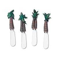 Supreme Housewares Cheese and Butter Spreader Knives 4-Piece Hand Painted Resin Handle with Stainless Steel Blade Multipurpose Cheese Spreader set (Palm Tree)