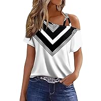 Sexy Tops for Women Off The Shoulder Criss Cross Geometry Print Blouse Summer Sexy Holiday Tops