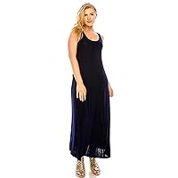 Jostar Women's Tank Long Dress – Plus Size Sleeveless Scoop Neck Casual Solid Swing Flowy T Shirt One Piece