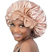 BONNET QUEEN Silk Bonnet for Sleeping Women Satin Bonnet Hair Bonnet night sleep cap scarf wrap for curly hair with tie band champagne