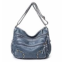 LassZone Crossbody Bag for Women Multi-Pocket Satchel Purse Ladies Soft Leather Handbag Waterproof Shoulder Bag Messenger Bags for Travel Shopping Daily Use