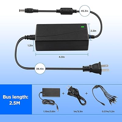  BXIZXD Security Camera Power Adapter, 12V 5A 100V-240V AC to DC  8-Way Power Splitter Cable for Lorex, Samsung, Q-See, Night Owl, Swann and  Annke Cameras, RGB LED Strip Lights