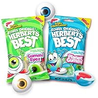 Efrutti Herberts Planet Gummi and Gummy Eyez Ball, Fruity Jelly Gummy, TikTok, Individually Wrapped Soft Juicy and Fruit Liquid Center Variety Pack (8 Count)