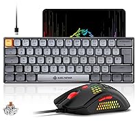 MAGIC-REFINER 60% Wired Mechanical Gaming Keyboard and Mouse Combo, Ultra-Compact 62 Keys RGB Backlit Brown Switch Computer Keyboard with PBT Keycaps,12000DPI Lightweight Mouse for PC/Mac Gamer