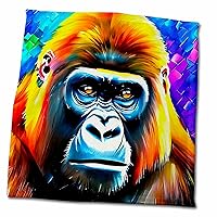 3dRose Cool Gorilla ape. Colorful Digital Painting, Gift, Card or Print - Towels (twl-379169-3)