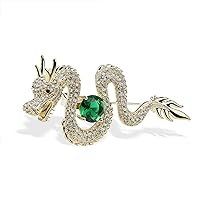 Vintage Crystal Dragon Brooch Lapel Pin Decorative Safety pins for Clothing Rhinestone Animal Brooch Jewelry