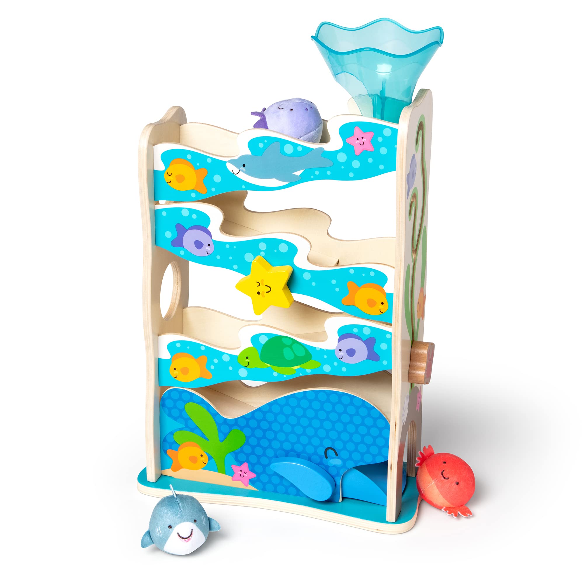 Melissa & Doug Rollables Wooden Ocean Slide Toy (5 Pieces) - Ocean Themed , Early Learning Toys For Infants And Toddlers Ages 1+
